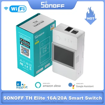 SONOFF TH Elite 16A/20A WiFi Smart Switch Переключатель контроля температуры и влажности Умный дом работа с Alexa Google Home