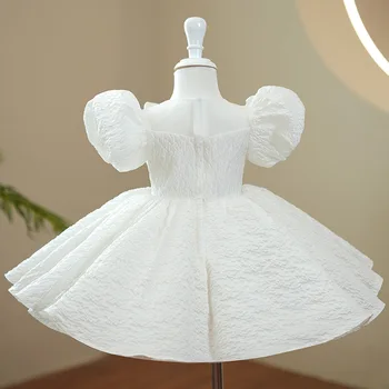 Белые Платья для девочек Для Детей, Детский Костюм Принцессы на 1-й День Рождения, Детские Бальные Платья для Крещения, Пышное Свадебное Платье