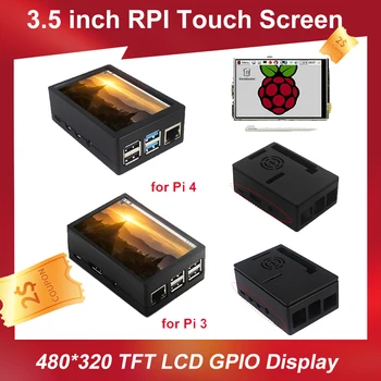 3,5 дюймов Raspberry Pi 3 Сенсорный Экран TFT ЖК-дисплей 480*320 GPIO Дисплей Монитор ABS Корпус Вентилятор Охлаждения для Raspberry Pi 4 Модель B 3B + 3B