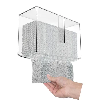 акриловый Настенный Диспенсер для бумажных полотенец с крышкой, прозрачный держатель для бумажных полотенец в сложенном виде для ванной, туалета и кухни