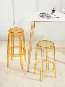 Табурет, высокий акриловый табурет, прозрачный минималистичный барный стул, дизайнерский стул для обеденного стола