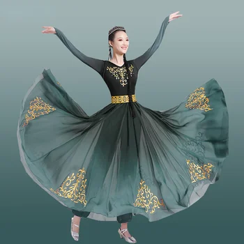 Синьцзян-Уйгурские Танцевальные костюмы, Танцевальная одежда для женщин из этнических меньшинств, Монгольское танцевальное платье, Национальная танцевальная одежда, Наряд