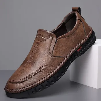 Демисезонный новая мужская повседневная обувь из натуральной кожи, лоферы на мягкой подошве из мягкой кожи, обувь для вождения D218