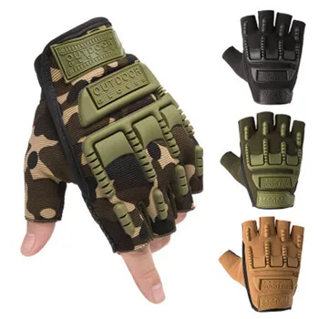 Тактические перчатки с мягкой резиновой защитной накладкой, Мужские Армейские военные, боевые, Охотничьи, Стреляющие, Страйкбол, Пейнтбол, полицейские, Полупальцевые