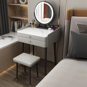 Роскошный и минималистичный туалетный столик, туалетный столик для спальни, встроенный шкаф для хранения вещей, современный и минималистичный