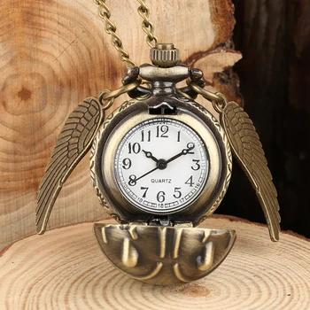 Антикварные Ретро кварцевые карманные часы в форме шара, модный Свитер, ожерелье с крыльями Ангела, Цепочка, сувенир, подарок для мужчин, женщин, детей