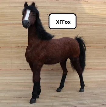 новая модель боевого коня в реальной жизни, имитация пластика и меха, коричневая кровяная лошадь, подарок около 32x8x34 см xf1883