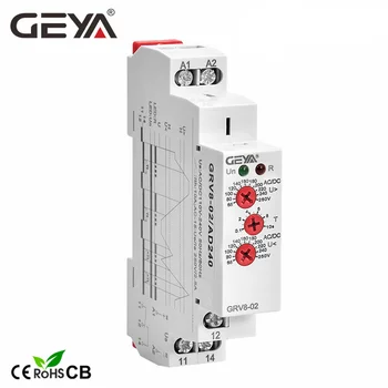 Бесплатная доставка GEYA GRV8-02 Устройство контроля напряжения Реле защиты от перенапряжения и пониженного напряжения постоянного тока 12 В 24 В 48 В 110 В 220 В 240 В
