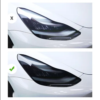 2 шт., наклейка для украшения передней фары автомобиля для Tesla Model 3 Y 2021 2022, Аксессуары, защитная пленка для черных фар из ТПУ