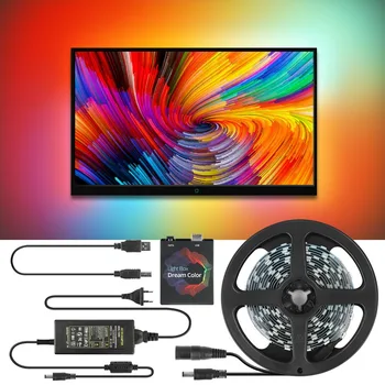 5v WS2812B USB Светодиодная лента 5050 RGB Dream Color Ambient TV Комплект для Фонового освещения экрана настольного ПК 1М 2М 3М 4М 5М