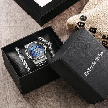Роскошные деловые мужские механические часы с бриллиантами и браслетом, Механические часы с ручным заводом из нержавеющей стали для мужчин, подарок в коробке