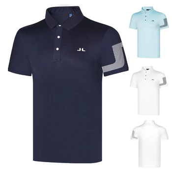 Новая мужская летняя рубашка для гольфа с коротким рукавом, стрейчевая, впитывающая пот футболка, верхняя одежда для гольфа