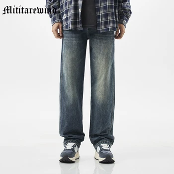 Свободные уличные джинсы в американском стиле в стиле Ретро Для мужчин и женщин, повседневные уличные брюки оверсайз полной длины, брюки в стиле хип-хоп