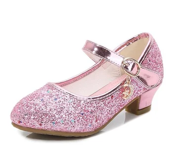 Обувь на высоком каблуке для девочек 7 цветов, детская обувь Принцессы из красной кожи, Детская Праздничная свадебная обувь с круглым носком 1-3 см
