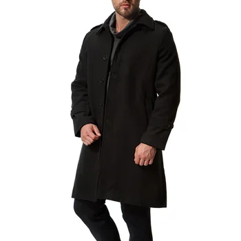 Зимние Мужские шерстяные тренчи, Модная куртка средней длины, Мужское Пальто с двойным воротником на молнии, Ветрозащитное Шерстяное пальто