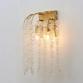 2023 Современный хрустальный настенный светильник прикроватная тумбочка для спальни, французская гостиная, креативное декоративное освещение с кисточками, подвесное освещение