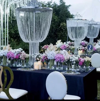 продается роскошный декор для мероприятий, большие акриловые хрустальные металлические подставки для цветов, центральное украшение свадебного стола AB0025