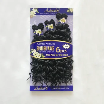 Очаровательные синтетические волосы плетет Испанская волна 6 пучков/лот Необработанные бразильские упругие вьющиеся волосы для наращивания прямая поставка