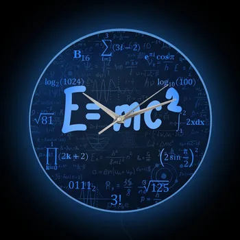 E = MC2 Relativity Светодиодный Ночник Настенные Часы Для Спальни Физика Формула Наука Искусство Светящийся Декор Светящиеся Светодиодные Настенные Часы С Подсветкой