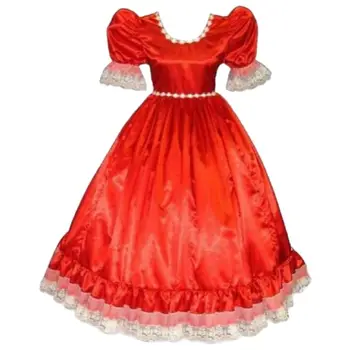 Новое Запирающееся Платье Сисси, Красное Атласное Длинное Кружевное Платье с низким вырезом Для Взрослой Маленькой девочки, Костюм Гигантской куклы на заказ
