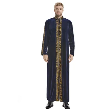 Ближневосточный мусульманский золотой бархатный халат с вышивкой