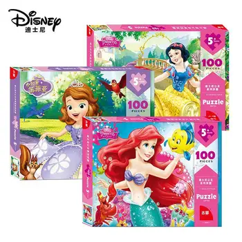 Disney Frozen Princess Пазл с Русалочкой, 100 шт., в штучной упаковке, Мультяшный Микки Пазл, Ранние развивающие игрушки Монтессори для детей