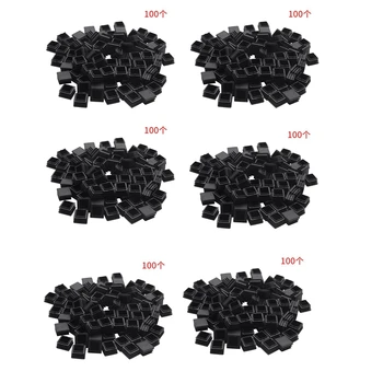 600 шт. Пластиковые Квадратные Трубчатые вставки, Заглушающие Колпачки 20 мм x 20 мм черного цвета