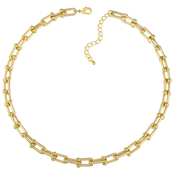 ZHUKOU Новое ожерелье с геометрическим прямоугольником Золотого цвета для женщин, Изящное Модное Колье, ожерелье, ювелирные изделия Оптом VL185