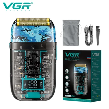 Бритвы VGR, Водонепроницаемый Триммер для бороды, Прозрачная Машинка Для стрижки Волос, Профессиональная бритва для бороды, Беспроводное лезвие для нулевой резки V-352