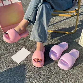 Женские модные сандалии на платформе Y2k, Уличные тапочки, Летняя обувь на платформе для девочек, Повседневная Пляжная уличная красочная горка