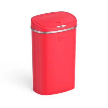 Опоры, Кухонный мусорный бак с датчиком движения 13,2 галлона/ 50 л, Красный из нержавеющей стали