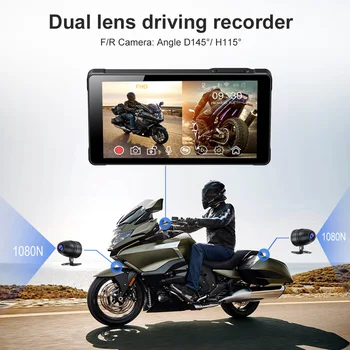 5,5-дюймовый мотоциклетный GPS-навигатор с двумя камерами Дистанционного управления Беспроводной CarPlay Android Auto IPX7 Водонепроницаемый Двойной Bluetooth