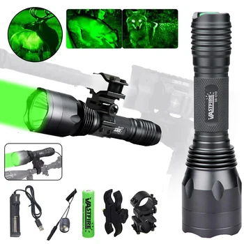 C10 600 ярдов, Профессиональный Зеленый Охотничий фонарик, Тактический 1-режимный фонарик, USB Перезаряжаемый фонарь для Varmint Predator Coyote