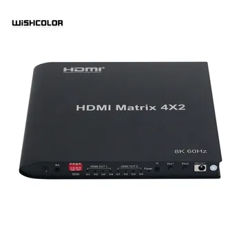 Wishcolor 8K 60Hz HDMI Matrix 4X2 HDR HDMI матричный коммутатор Поддерживает HDCP 2.3 HDMI 2.1 Управление EDID