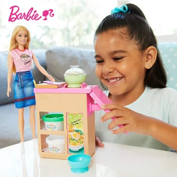 Mattel Игрушки для Барби Мастерская по изготовлению лапши Ручной работы, детские игрушки для социальных девочек, подарок для ролевых игр, Модные куклы для девочек