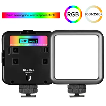 Мини Полноцветный RGB Видео Светильник LED С Мягким Освещением, Лампа С Регулируемой Яркостью Для Фотосъемки, Камера Для Видеоблога, Заполняющий Свет, 2000 мАч, Перезаряжаемый