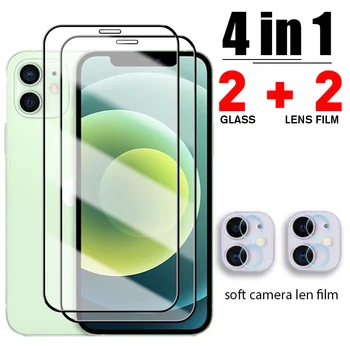 Защитное Стекло 4в1 с Полным покрытием Для iPhone 13 12 11Pro Max SE 2020, Защитная пленка Для экрана iPhone 12 13 Mini 7 8 6 Plus XR Glass