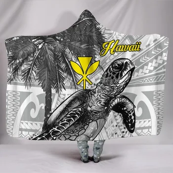 Гавайское одеяло с капюшоном, Черепаха, Пальма, Белое 3D-печатное Носимое Одеяло Для взрослых и детей, различные типы одеял с капюшоном