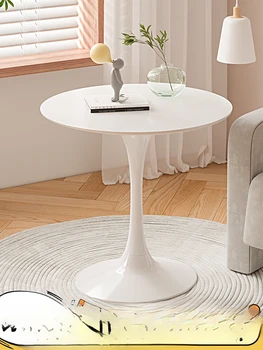 Круглый стол в скандинавском стиле, ретро, минималистичный стиль ins, стол для переговоров в виде тюльпана, журнальный столик, небольшой балконный столик