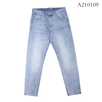 Светло-голубые летние джинсы, мужские тонкие джинсовые брюки, повседневная одежда, свободные джинсы, прямые джинсовые брюки в корейском стиле для мужчин