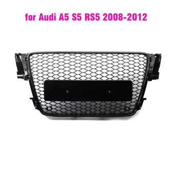 Глянцевый Черный Гриль Для почек Переднего Бампера, Решетки С Шестигранной Сеткой в виде Сот для Audi A5 S5 RS5 B8 2009 2010 2011 2012, стайлинг