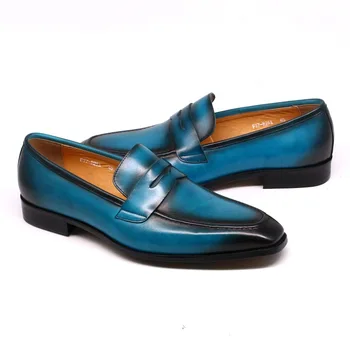 Новая оригинальная мужская обувь из итальянской кожи, лоферы sapato masculino italiano de couro, мужская обувь