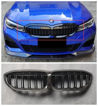 Подходит Для BMW 3 Серии G20/G28 2019 2020 2021 2022 Высококачественная АБС-решетка из черного и углеродного Волокна с Сетчатой Отделкой Гоночные Грили