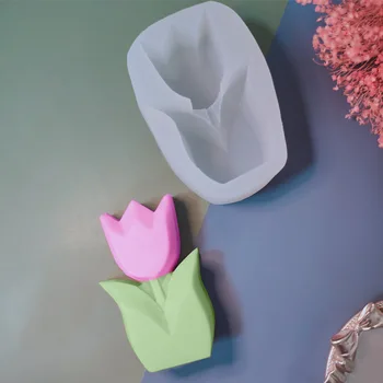 3D Форма для свечей в форме Цветка Тюльпана, Силиконовая форма для изготовления мыла 