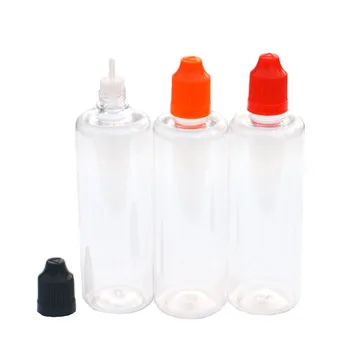 50шт 100 мл Прозрачная ПЭТ-бутылка, жесткие пластиковые бутылки-капельницы с защитной от детей крышкой, игла для жидкости, 100 куб. см, пустой флакон