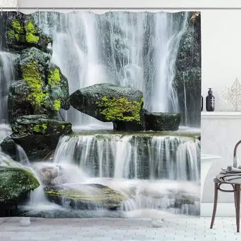 3D Природный пейзаж, Водопад, Водонепроницаемая Занавеска для душа, товары для ванной комнаты, Креативная занавеска для ванны из полиэстера с 12 крючками