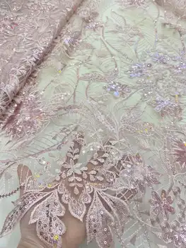 Нигерийская Кружевная ткань с блестками 2023, Высококачественная африканская Тюлевая ткань с вышивкой для Шитья свадебного платья NXW-608