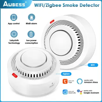 Tuya WiFi / Zigbee Детектор дыма Датчик сигнализации Обнаружение пожара Приложение Пожарной Сигнализации Пульт дистанционного управления Аксессуары для домашней безопасности