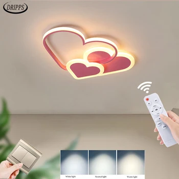 Современный светодиодный потолочный светильник для гостиной, потолочный светильник для спальни, люстра для столовой, кабинет, внутреннее освещение в форме сердца оптом