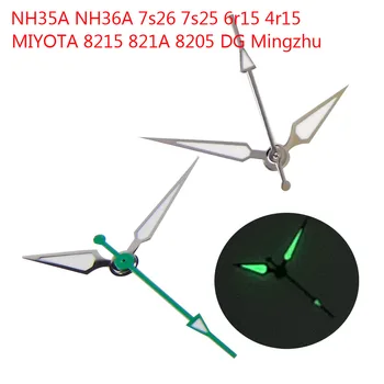 nh35 nh36 Серебряные стрелки часов Указатели Зеленая стрелка NH37 NH38 NH39 NH70 NH72 Механизм для ремонта комплекта игл для часов